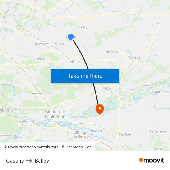 Gastins to Balloy map