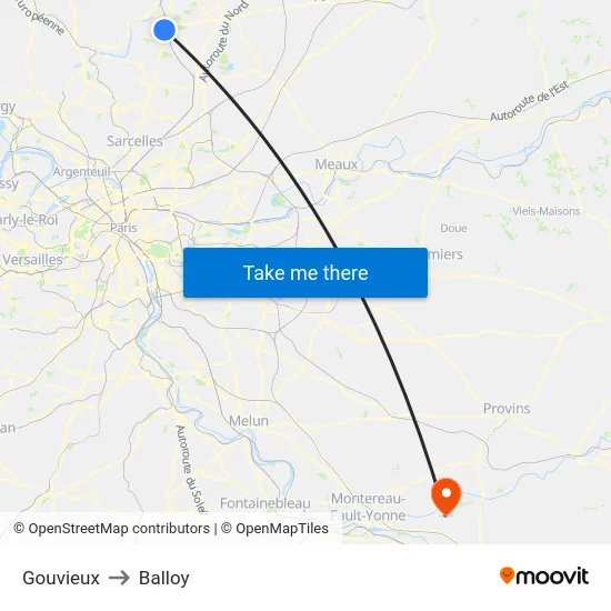 Gouvieux to Balloy map