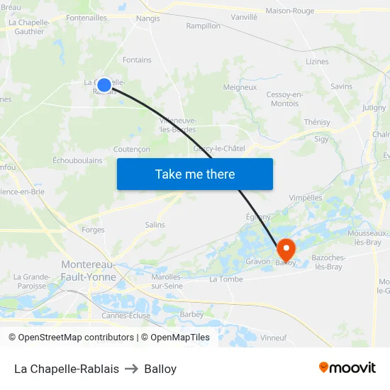 La Chapelle-Rablais to Balloy map
