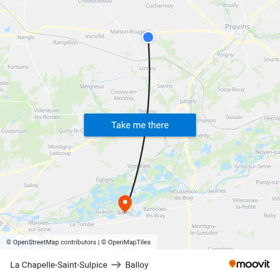 La Chapelle-Saint-Sulpice to Balloy map
