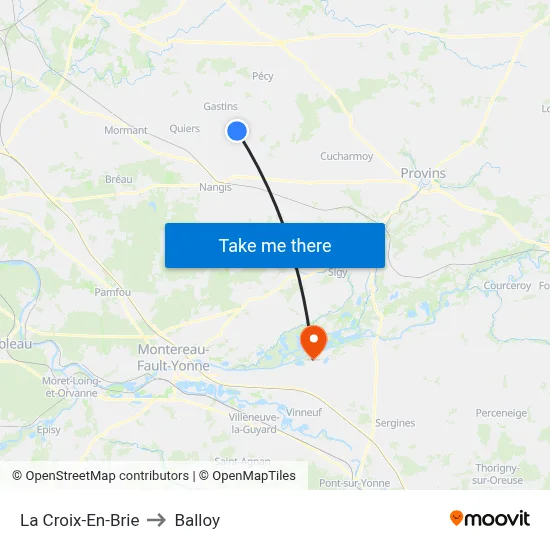 La Croix-En-Brie to Balloy map