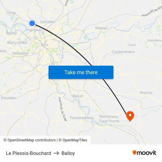 Le Plessis-Bouchard to Balloy map