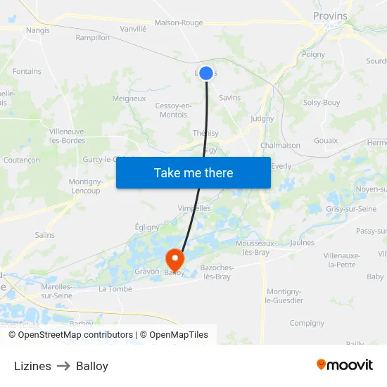 Lizines to Balloy map