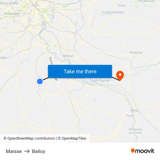 Maisse to Balloy map