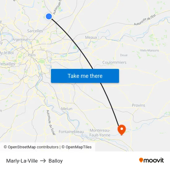 Marly-La-Ville to Balloy map