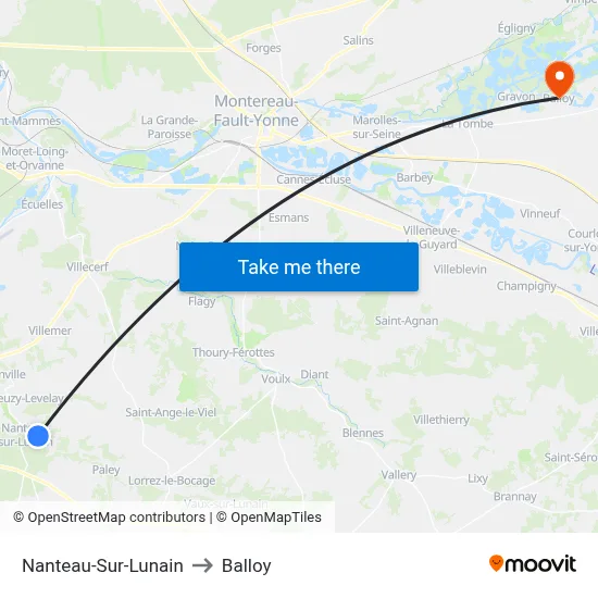 Nanteau-Sur-Lunain to Balloy map