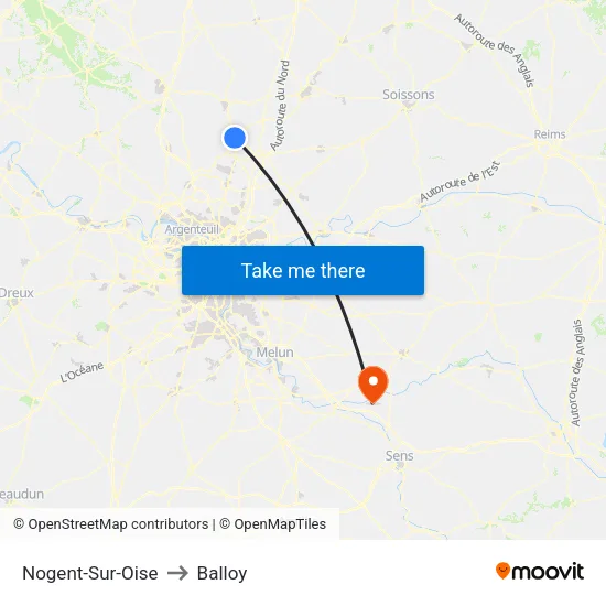 Nogent-Sur-Oise to Balloy map