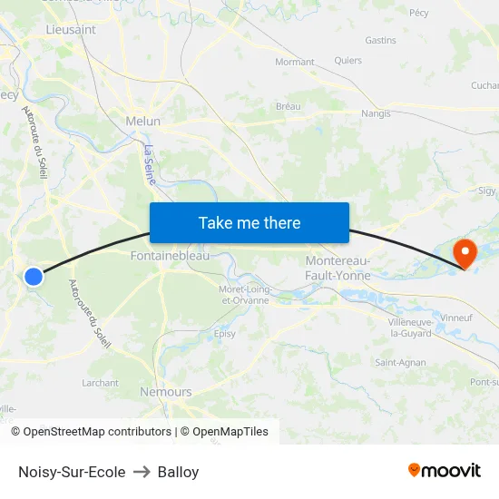 Noisy-Sur-Ecole to Balloy map
