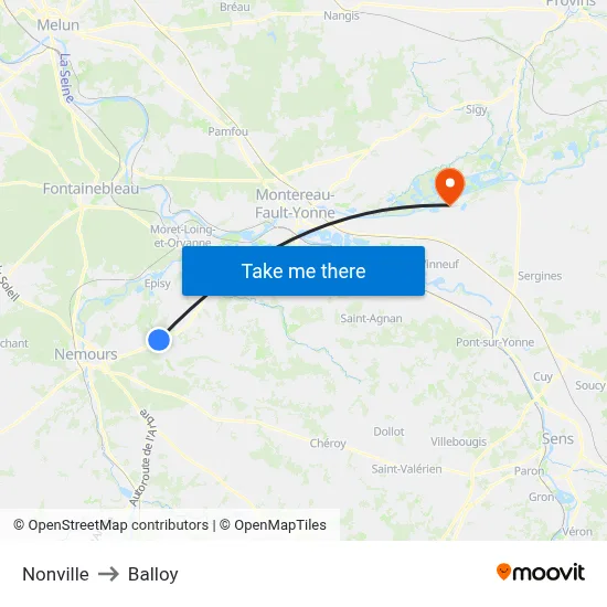 Nonville to Balloy map