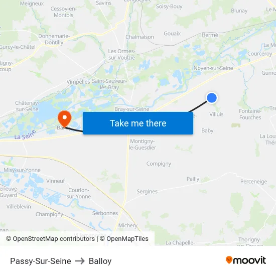 Passy-Sur-Seine to Balloy map