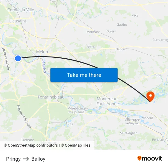 Pringy to Balloy map