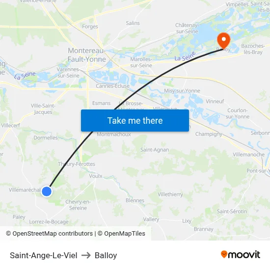 Saint-Ange-Le-Viel to Balloy map