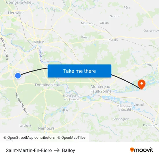 Saint-Martin-En-Biere to Balloy map