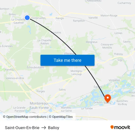 Saint-Ouen-En-Brie to Balloy map