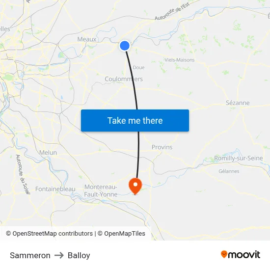 Sammeron to Balloy map