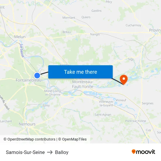Samois-Sur-Seine to Balloy map