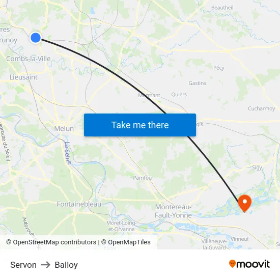 Servon to Balloy map