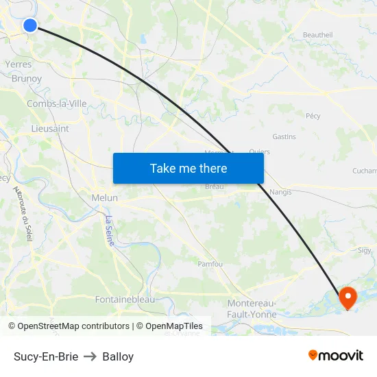 Sucy-En-Brie to Balloy map