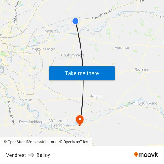 Vendrest to Balloy map