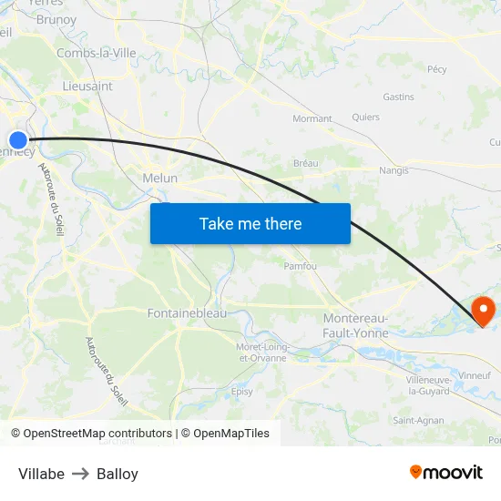 Villabe to Balloy map