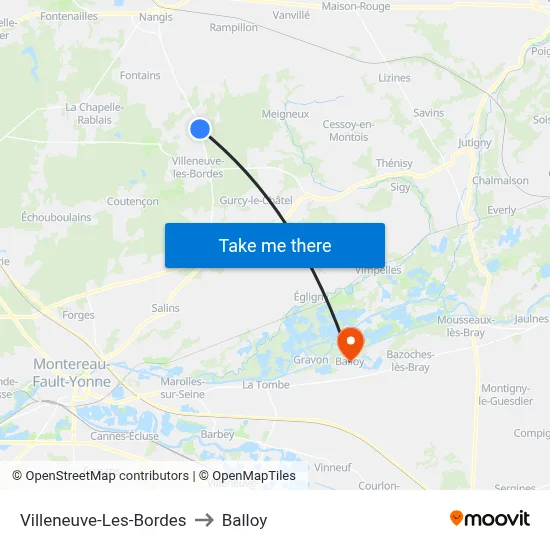 Villeneuve-Les-Bordes to Balloy map