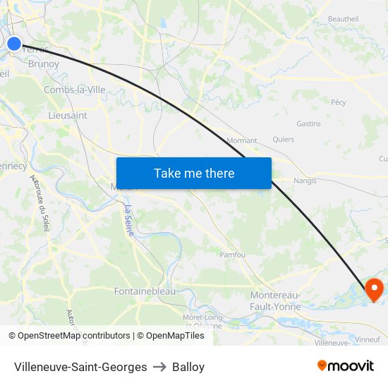 Villeneuve-Saint-Georges to Balloy map