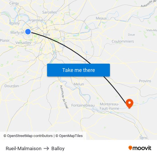 Rueil-Malmaison to Balloy map