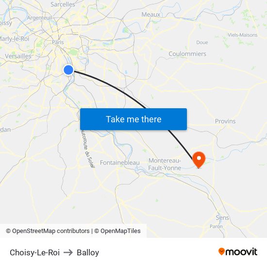 Choisy-Le-Roi to Balloy map