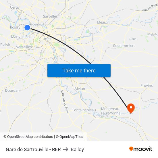 Gare de Sartrouville - RER to Balloy map