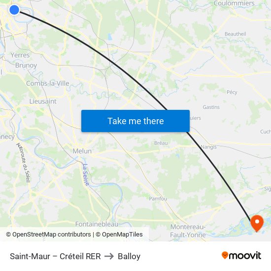 Saint-Maur – Créteil RER to Balloy map