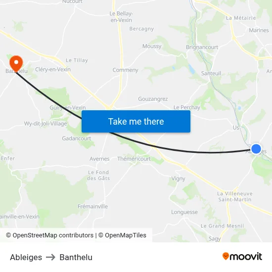 Ableiges to Banthelu map