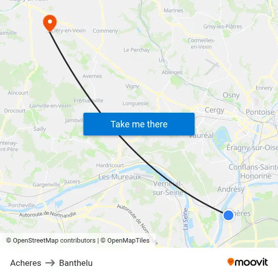 Acheres to Banthelu map