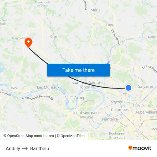 Andilly to Banthelu map