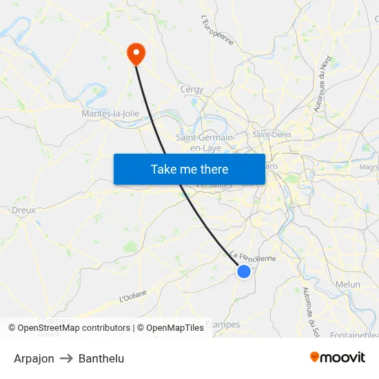 Arpajon to Banthelu map