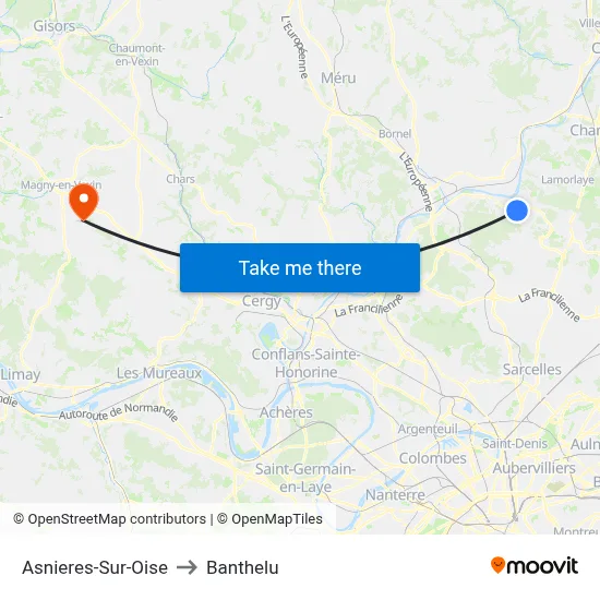 Asnieres-Sur-Oise to Banthelu map