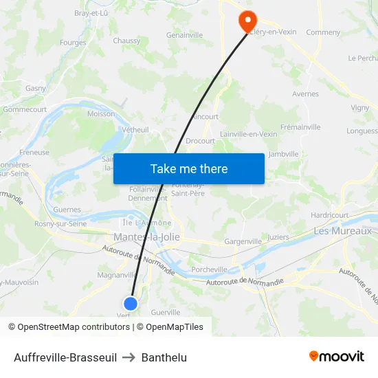 Auffreville-Brasseuil to Banthelu map