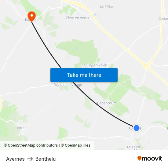 Avernes to Banthelu map
