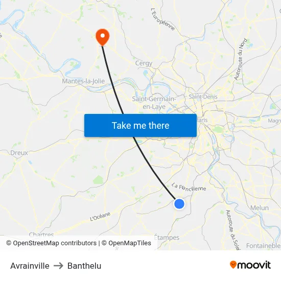 Avrainville to Banthelu map