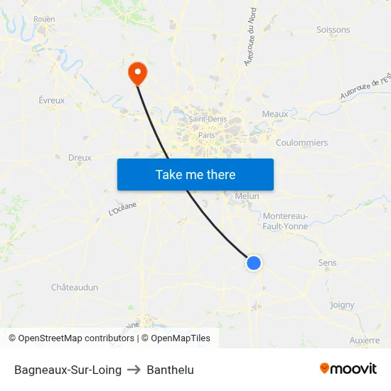 Bagneaux-Sur-Loing to Banthelu map