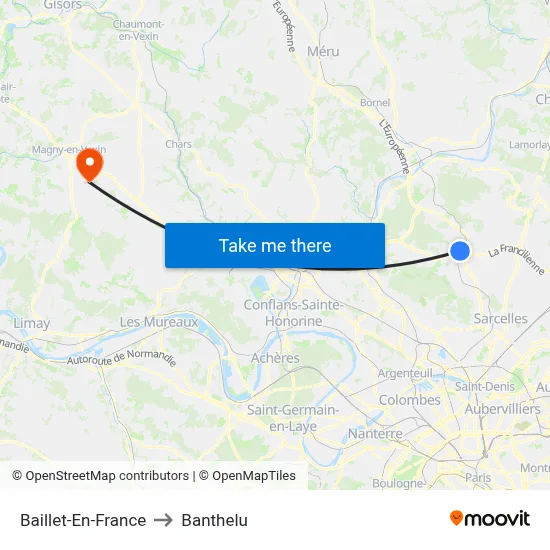 Baillet-En-France to Banthelu map
