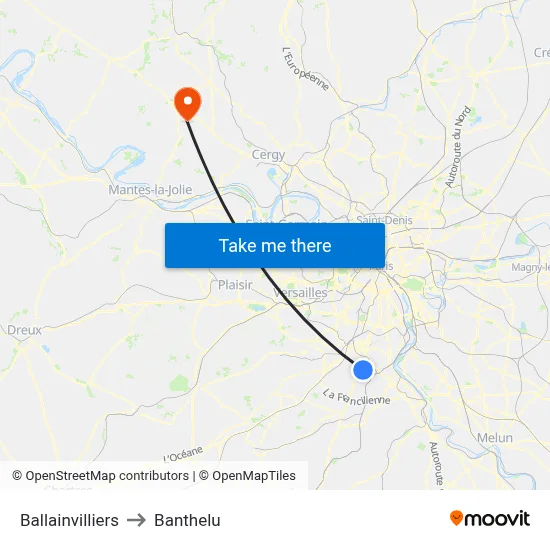 Ballainvilliers to Banthelu map