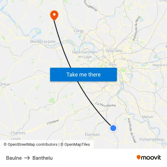 Baulne to Banthelu map