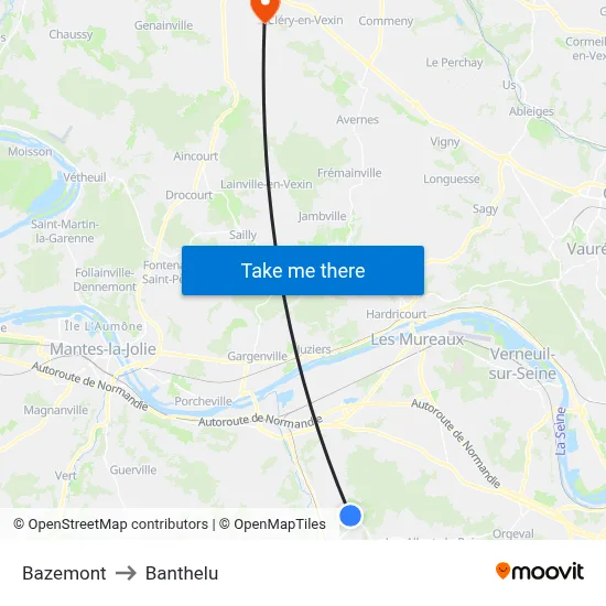 Bazemont to Banthelu map