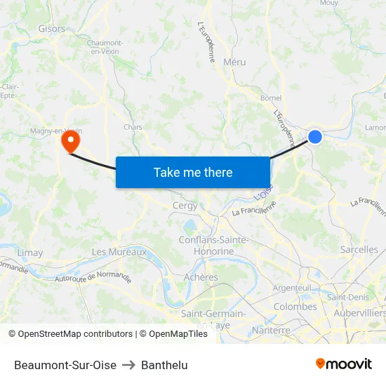 Beaumont-Sur-Oise to Banthelu map