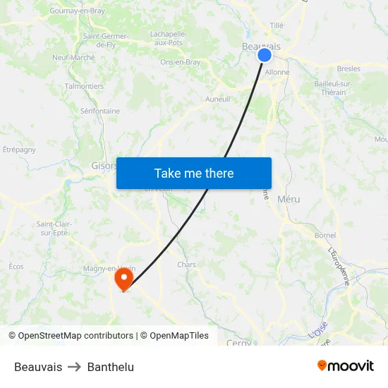 Beauvais to Banthelu map