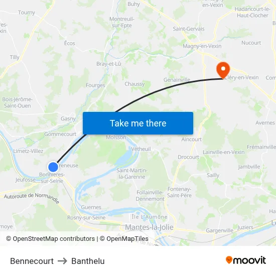 Bennecourt to Banthelu map