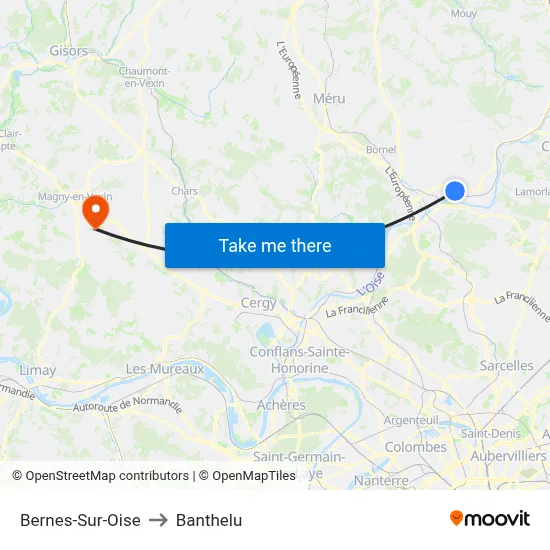 Bernes-Sur-Oise to Banthelu map
