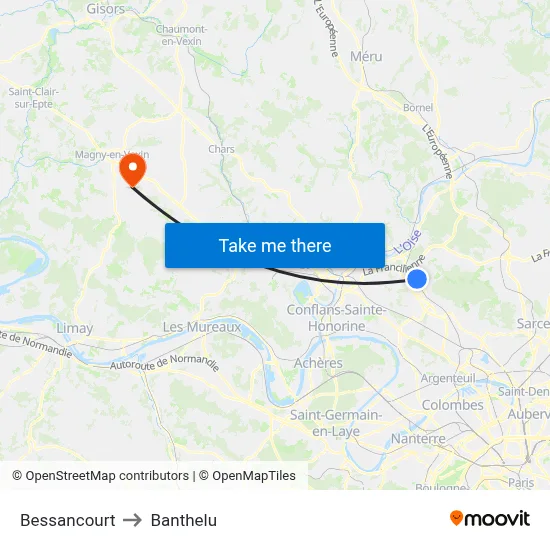 Bessancourt to Banthelu map