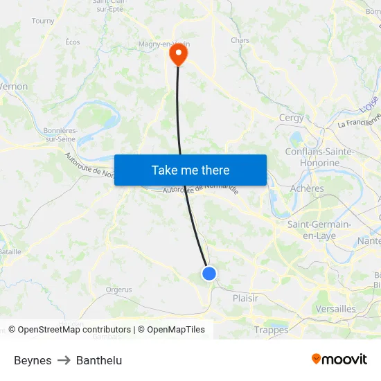 Beynes to Banthelu map