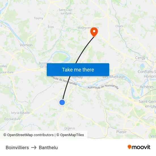 Boinvilliers to Banthelu map